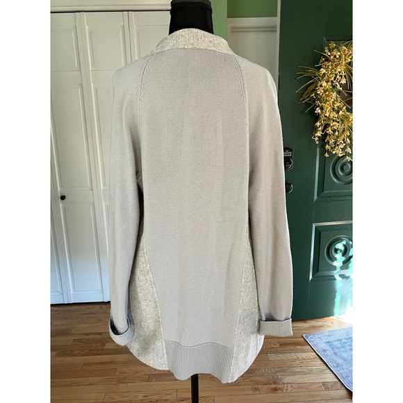 Per Se Wool Coat Sweater Gray Charcoal Open Front Cardigan Knit Sleeves Sz 12 - Picture 7 of 12